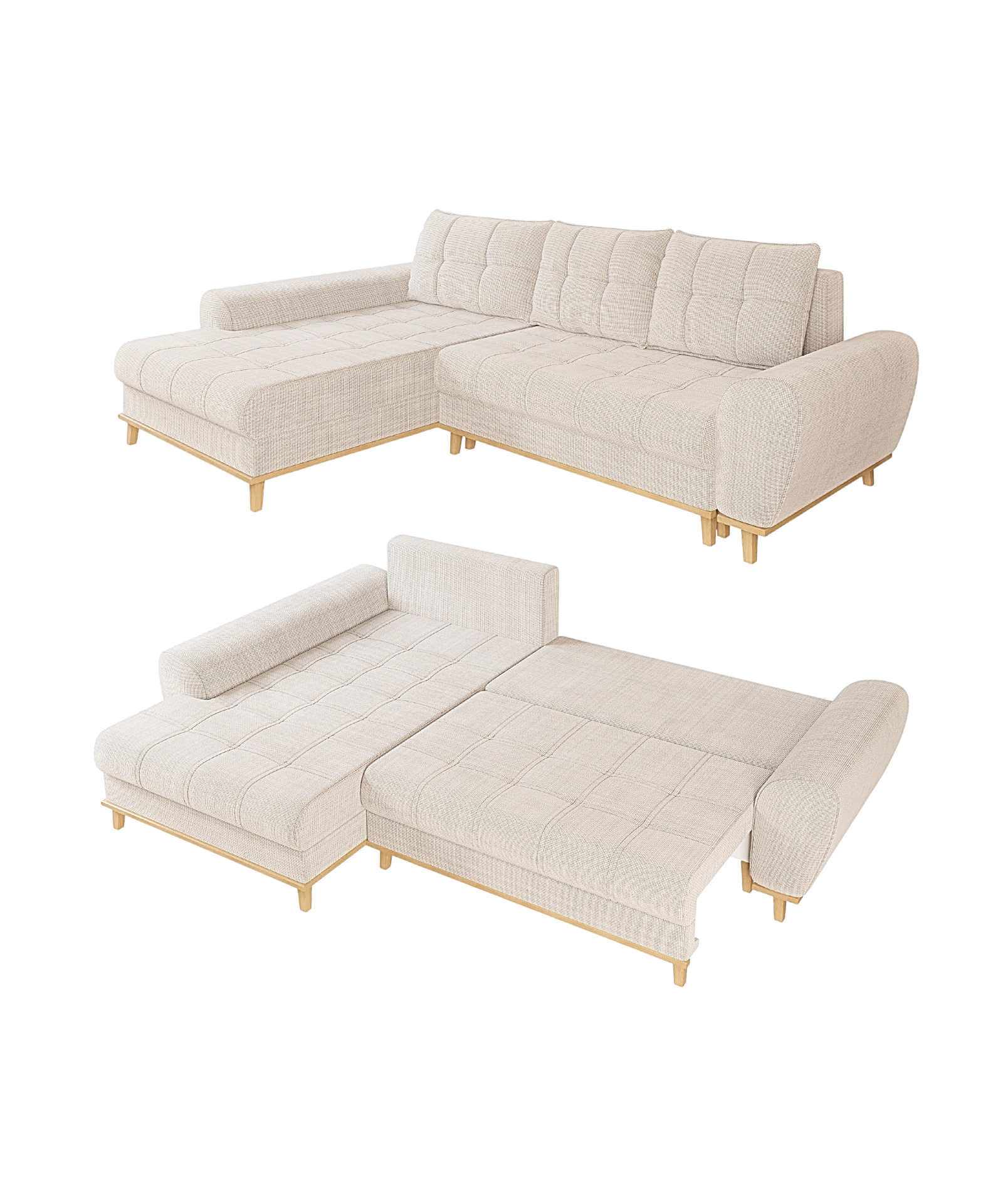 Kampinės miegamos sofos