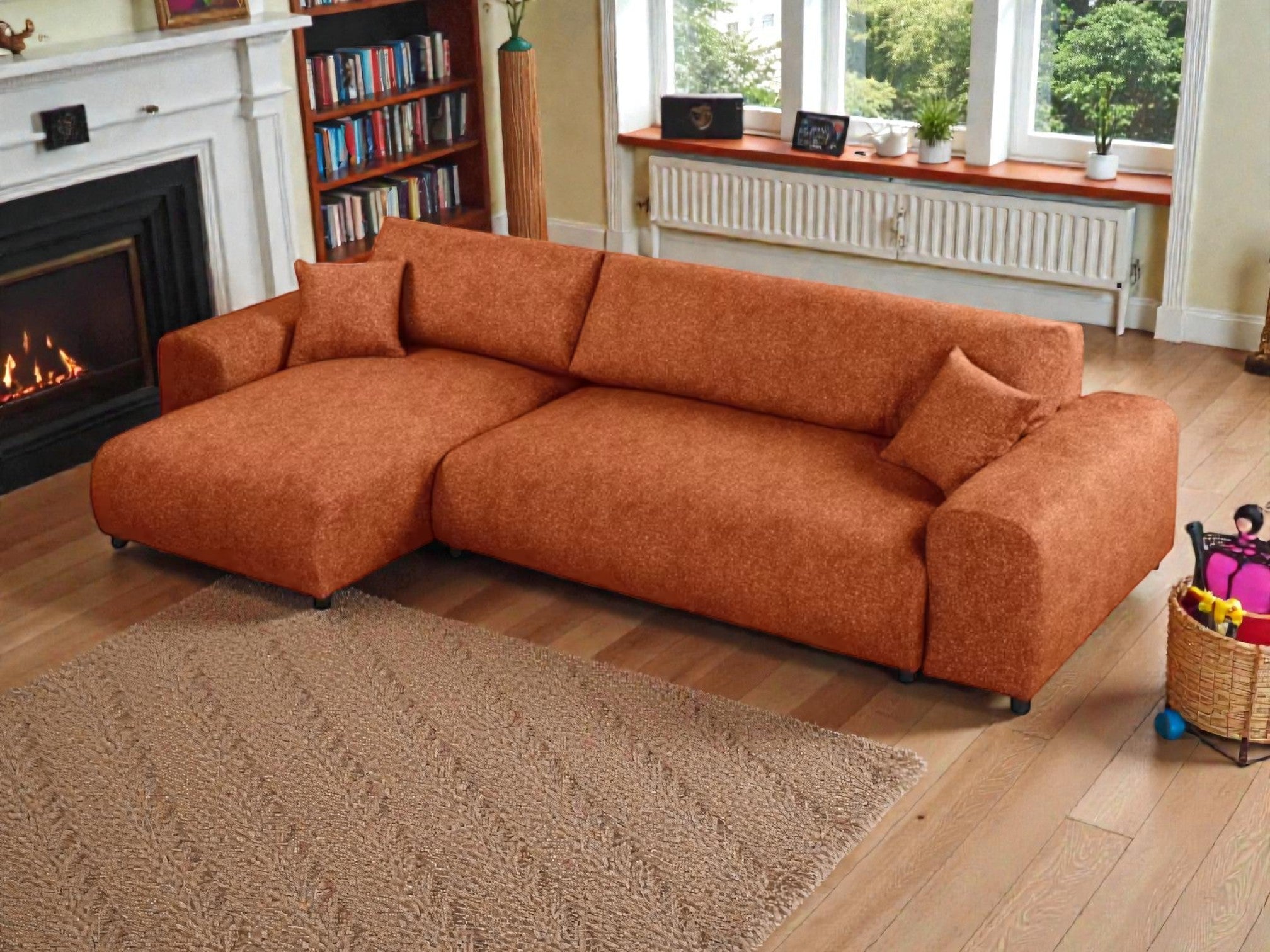 Kampinė miegama sofa JUSTINA BLUR