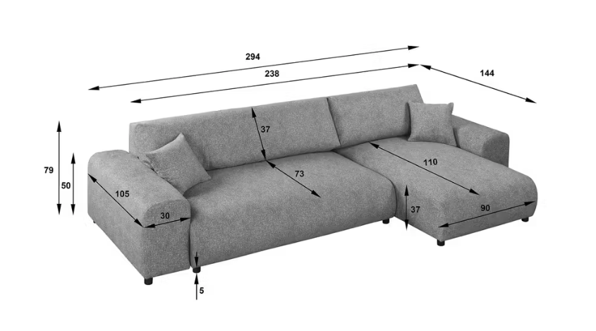 Kampinė miegama sofa JUSTINA BLUR