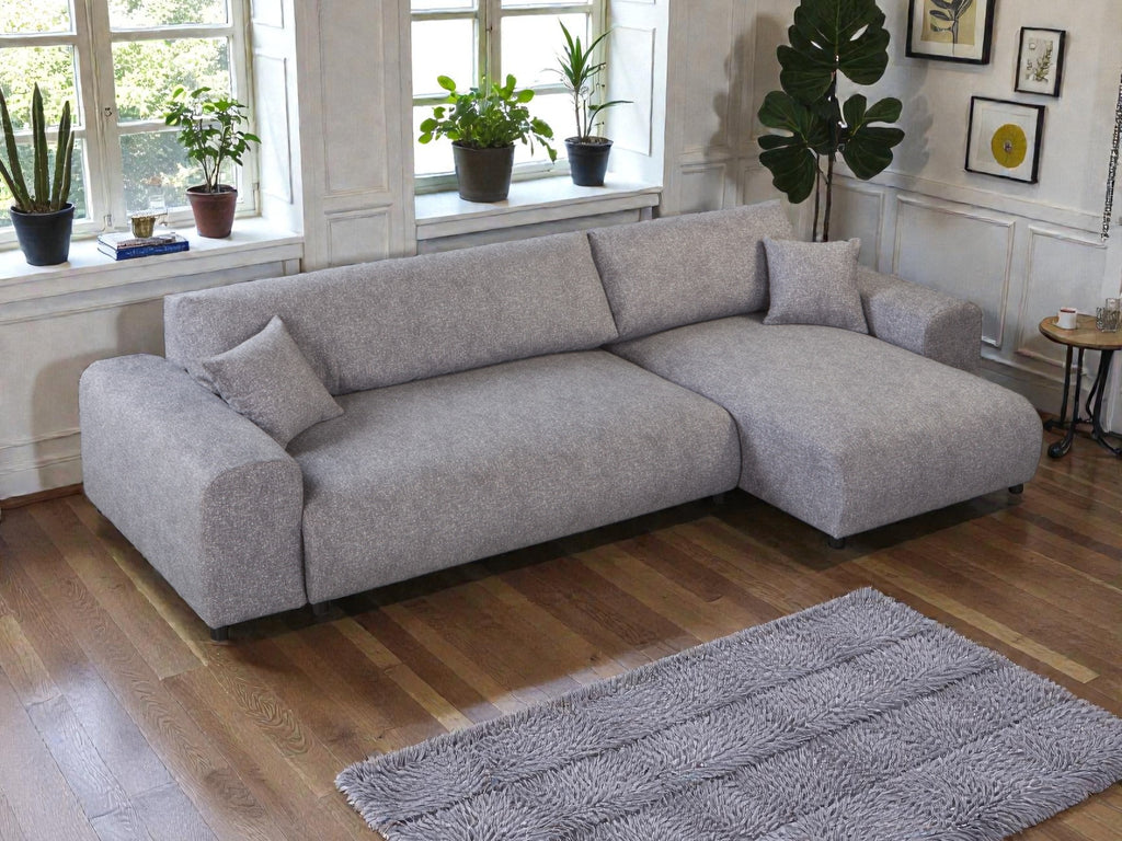 Kampinė miegama sofa JUSTINA BLUR