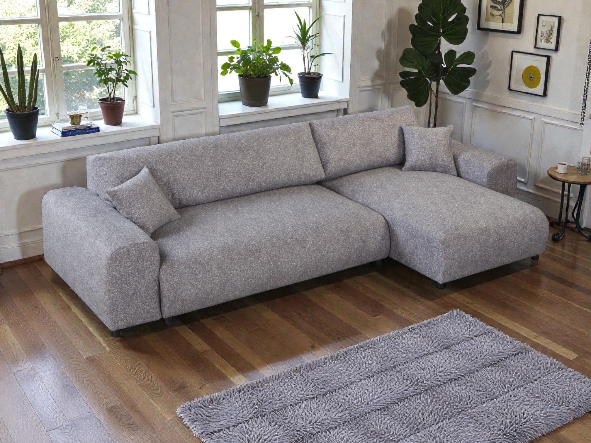 Kampinė miegama sofa JUSTINA BLUR