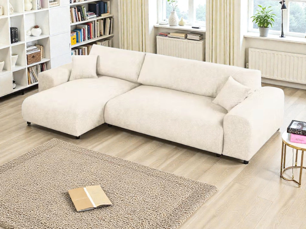 Kampinė miegama sofa JUSTINA BLUR