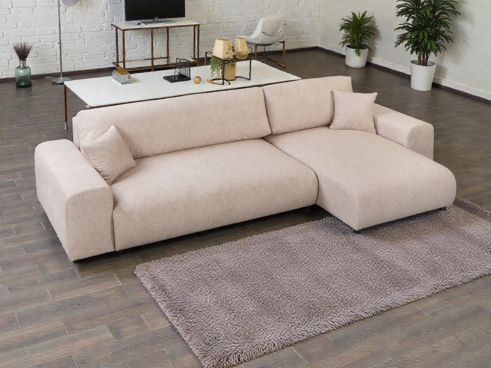 Kampinė miegama sofa JUSTINA BLUR