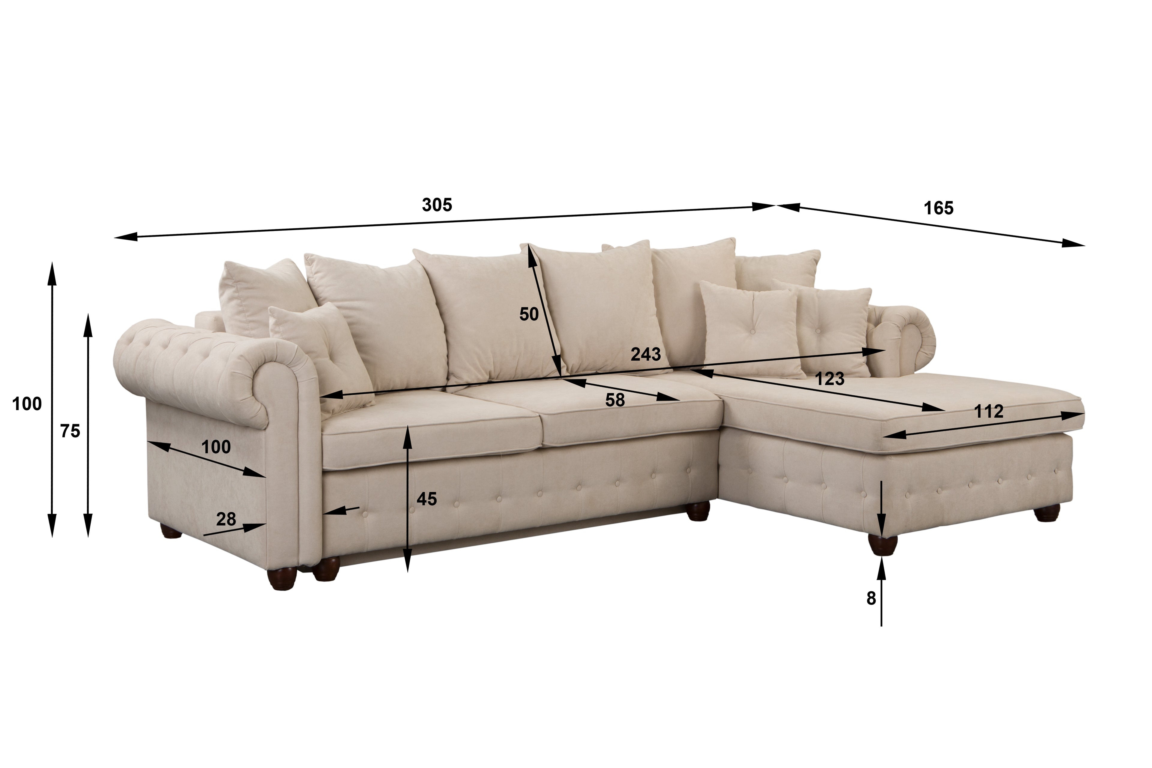 Kampinė miegama sofa LEIČESTERIS L
