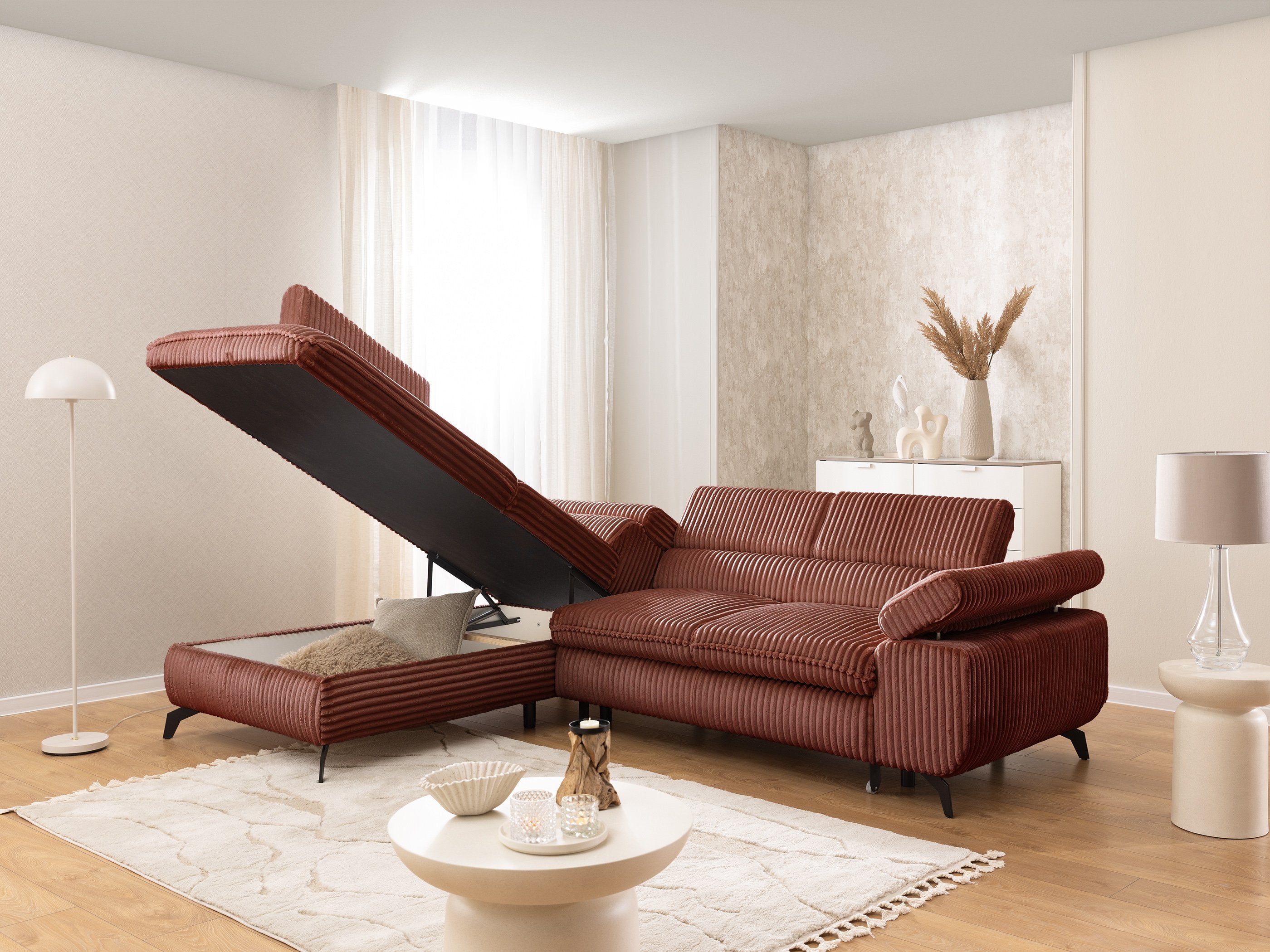 Kampinė miegama sofa MARBEL TILIA