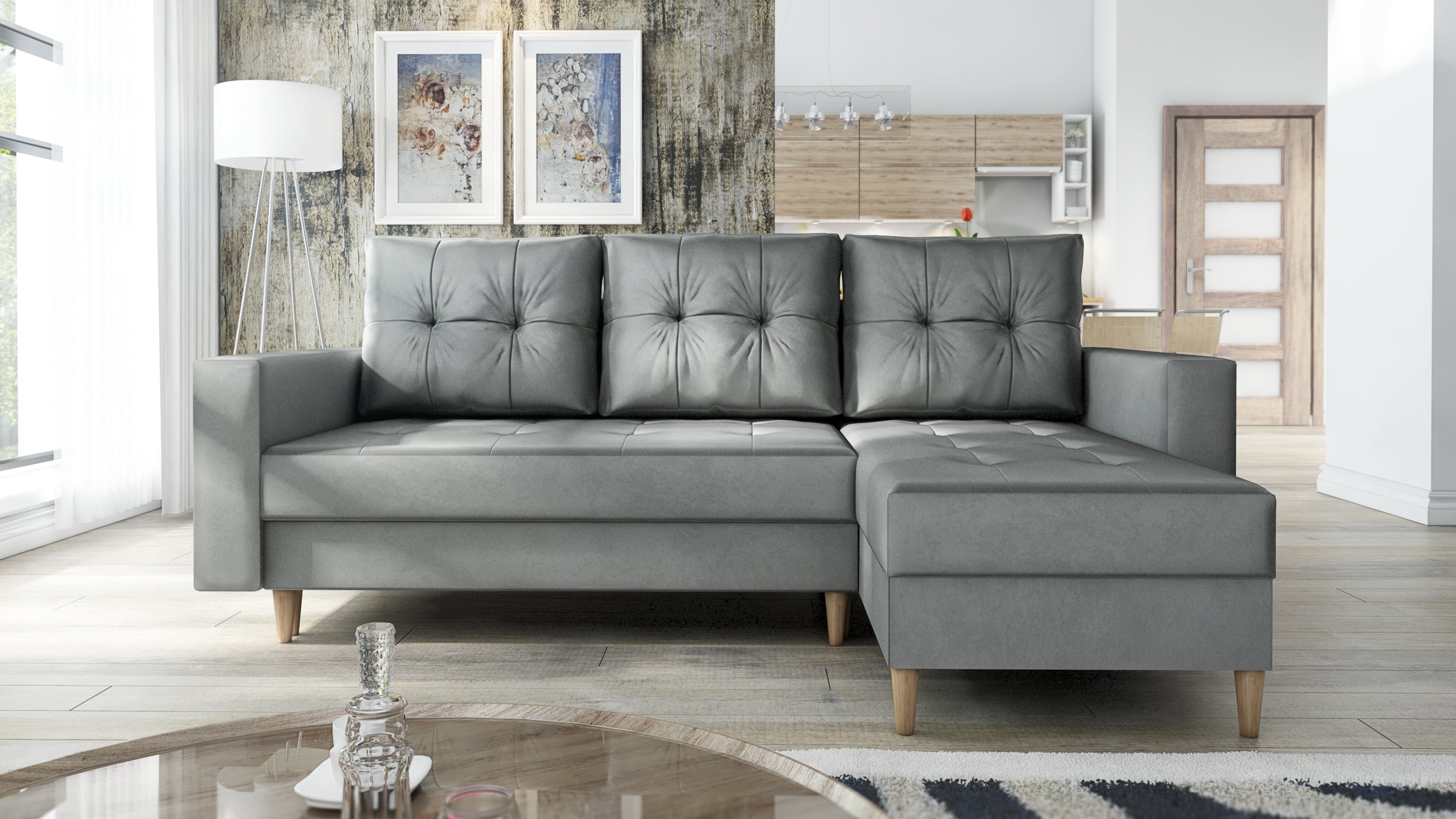 Kampinė Sofa - lova SKANDIS